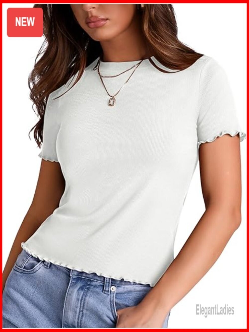 Ribbed Knit Crop Top Short Sleeve Crew Neck Fitted Tee Summer Basic